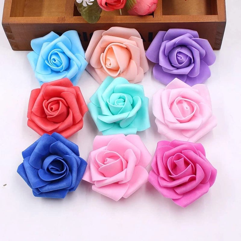 Lightingsky 3 x 1.6 x 3 inches 100pcs DIY Real Touch 3D Artificial Foam Rose Head Without Stem for Wedding Party Home Decoration (Rose) - Image 4